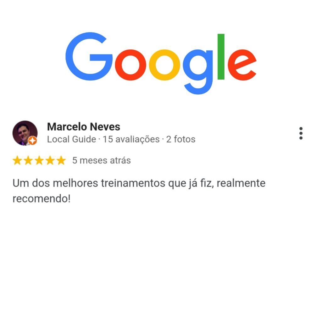 Avaliação 5 estrelas de aluno no Google